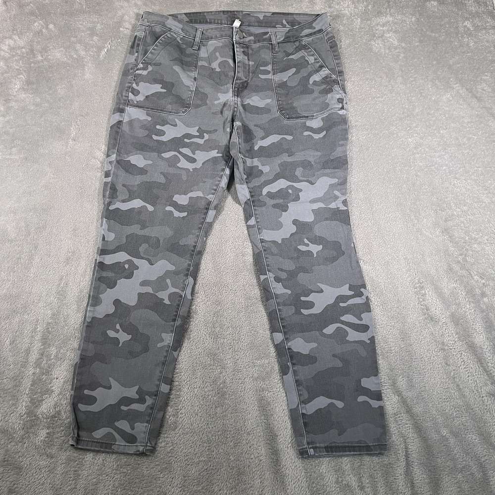 Seven7 Pants Womens 14 Concrete Camo Utility Ankle Skinny Stretch Zip Fly